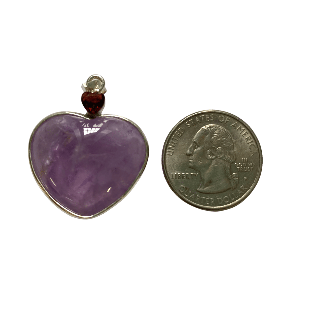 Amethyst Heart Pendant with Garnet