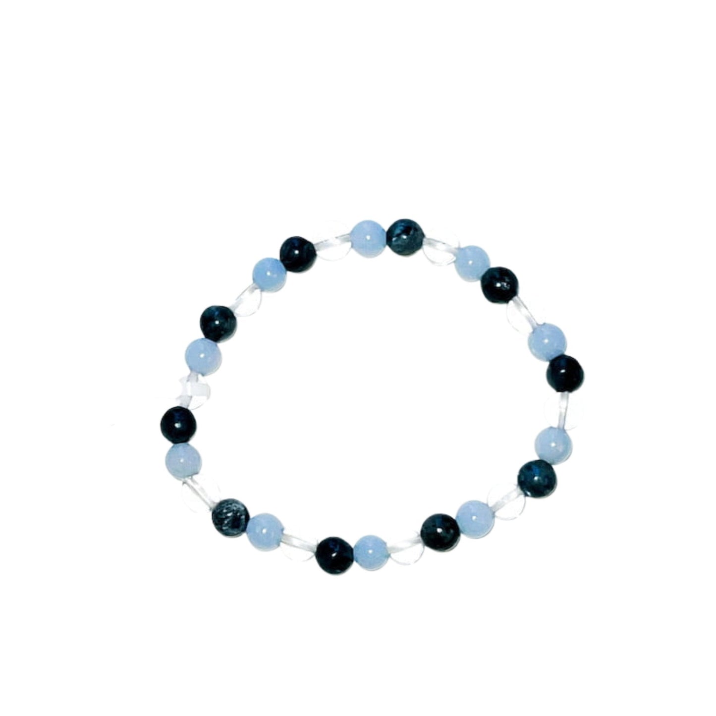 Angelite, Black Labradorite, Clear Quartz Bracelet