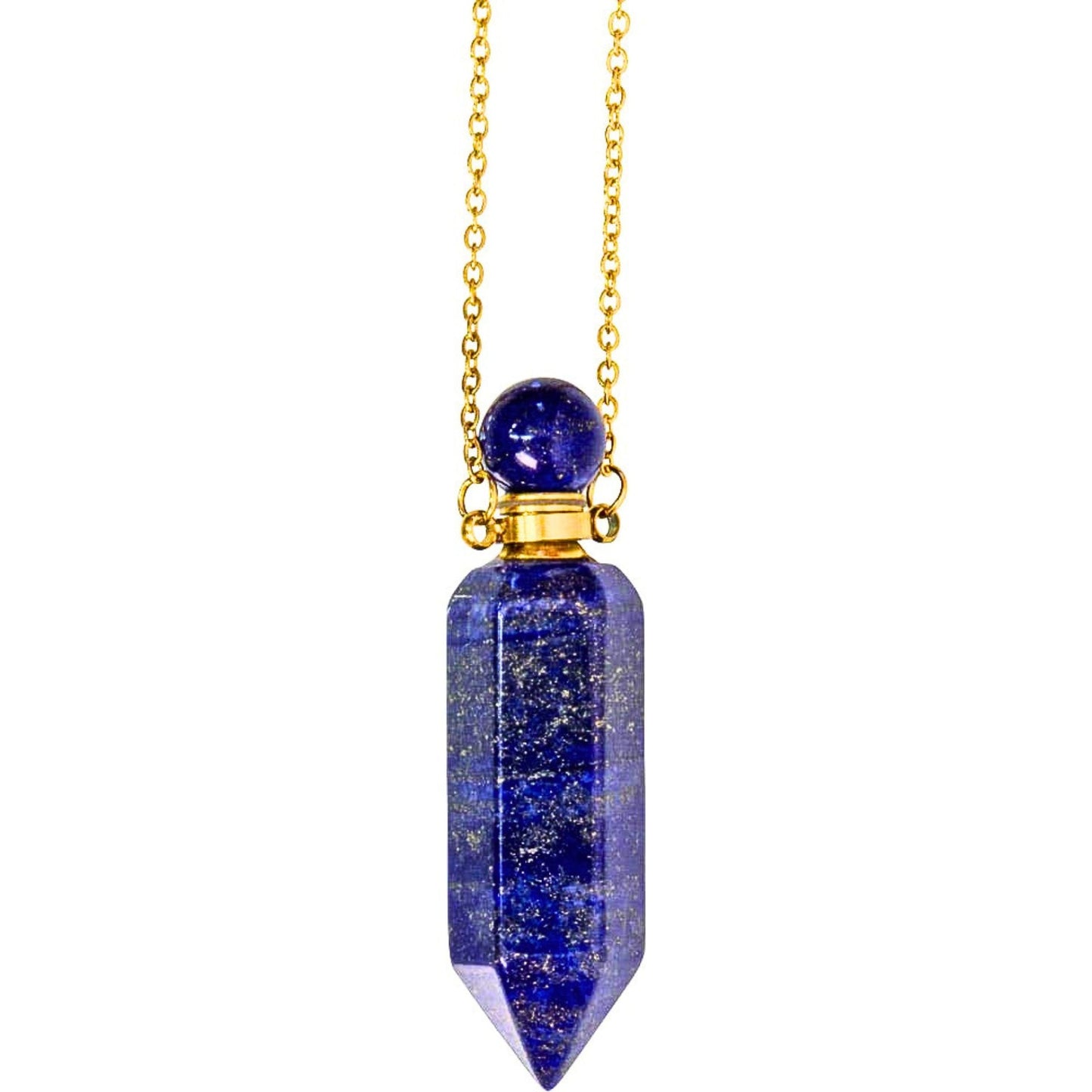 Lapis Lazuli Point Pendant Perfume Bottle Necklace