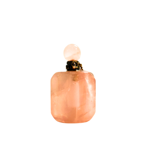 Rose Quartz Perfume Bottle Pendant Necklace