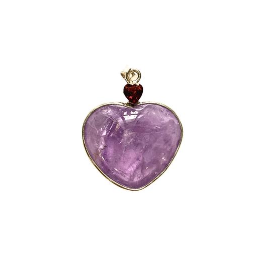 Amethyst Heart Pendant with Garnet