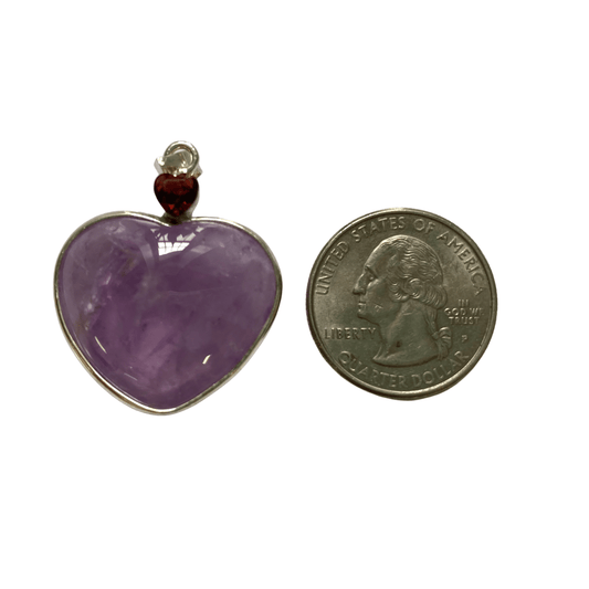 Amethyst Heart Pendant with Garnet