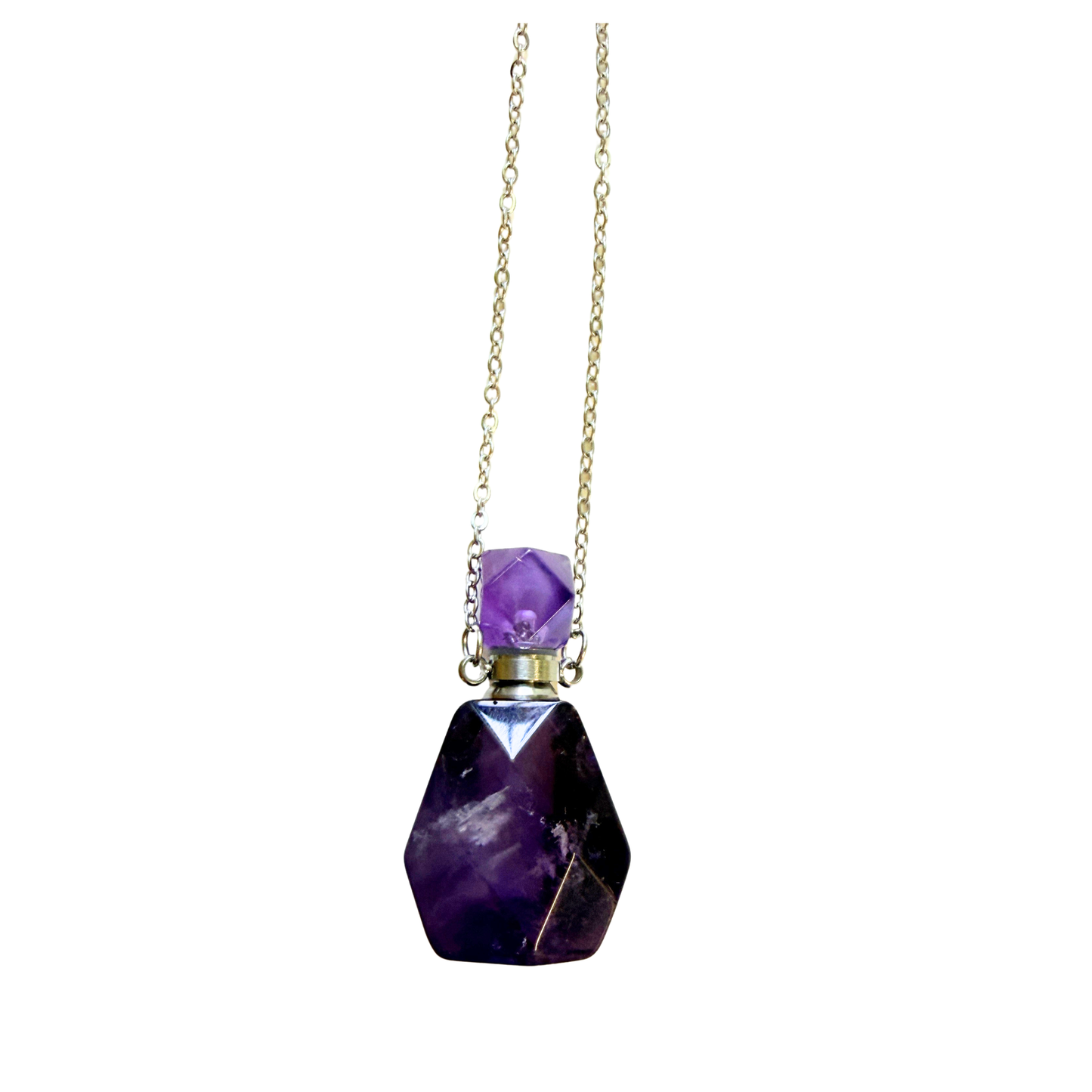 Amethyst  Pendant Perfume Bottle Necklace