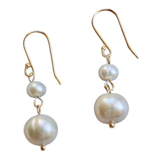 Dual Pearl Drop Earring