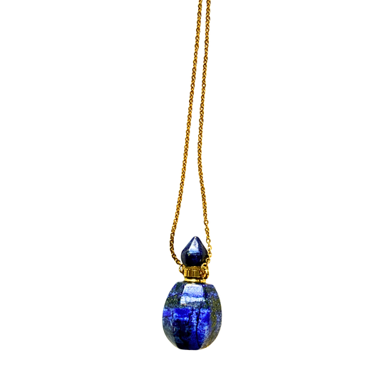 Lapis Lazuli Perfume Bottle Pendant Necklace
