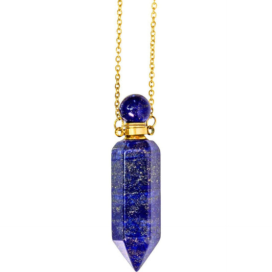 Lapis Lazuli Point Pendant Perfume Bottle Necklace