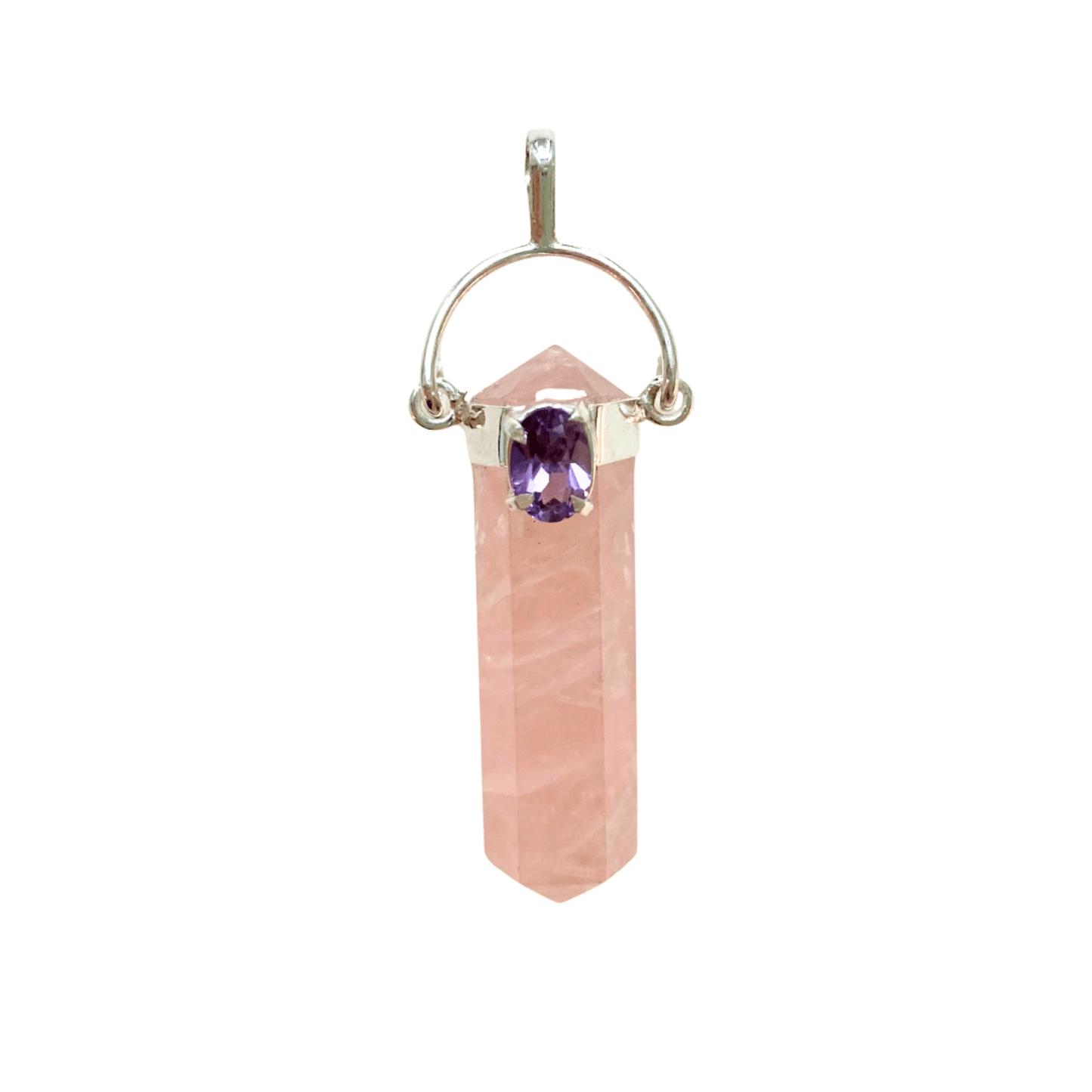Rose Quartz Pendant with Amethyst