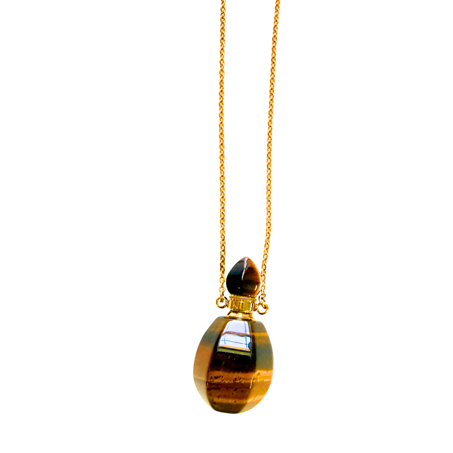 Tiger's Eye  Perfume Bottle Pendant Necklace
